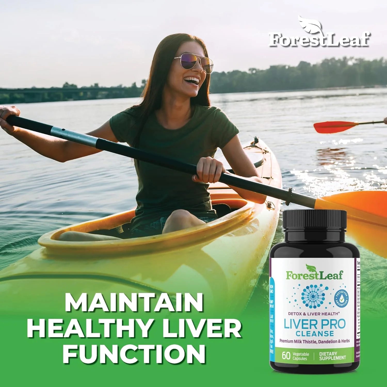 Liver Detox Cleanse & Repair Supplement with Milk Thistle and Dandelion Root Extract, 60 Vegetable Capsules