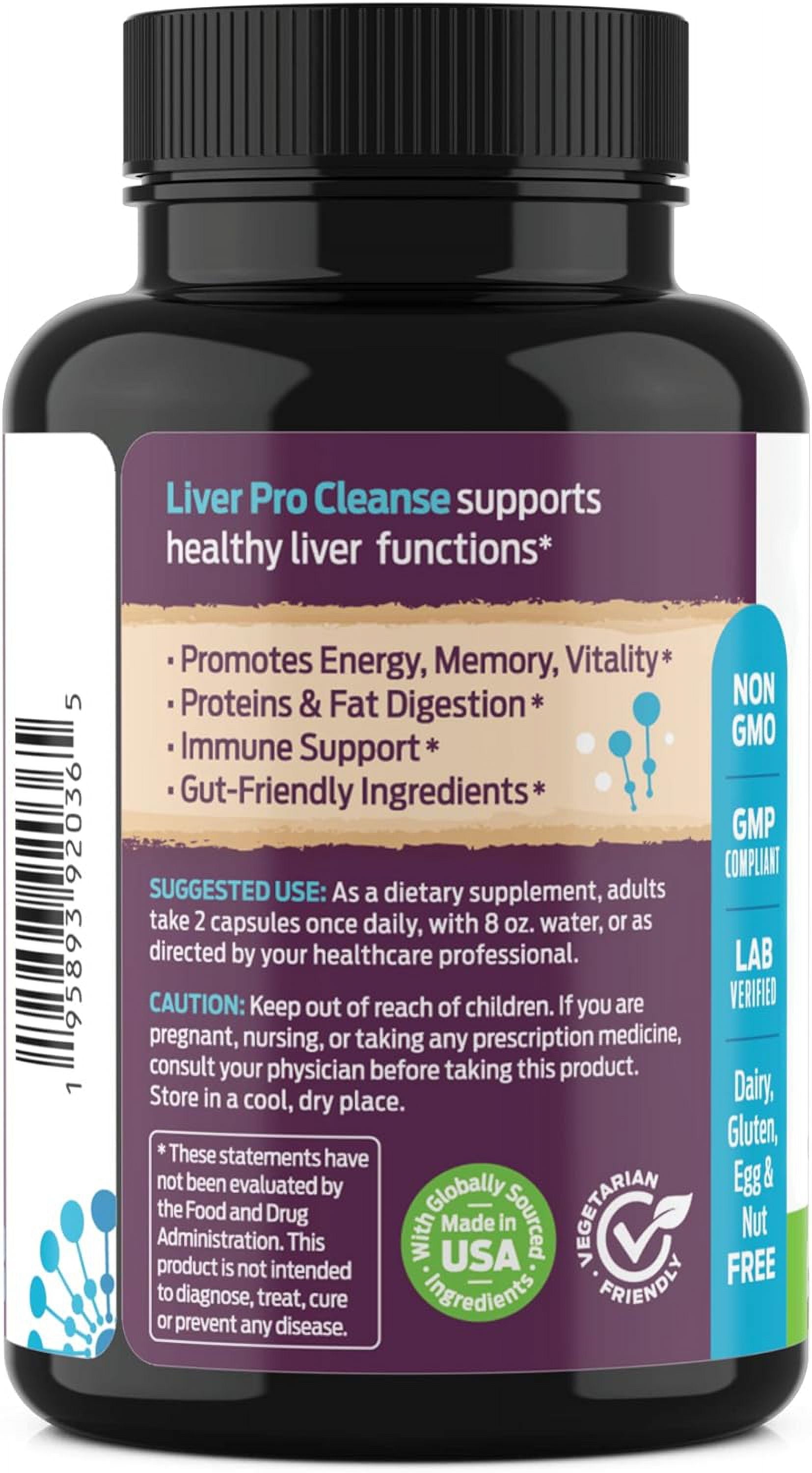 Liver Detox Cleanse & Repair Supplement with Milk Thistle and Dandelion Root Extract, 60 Vegetable Capsules