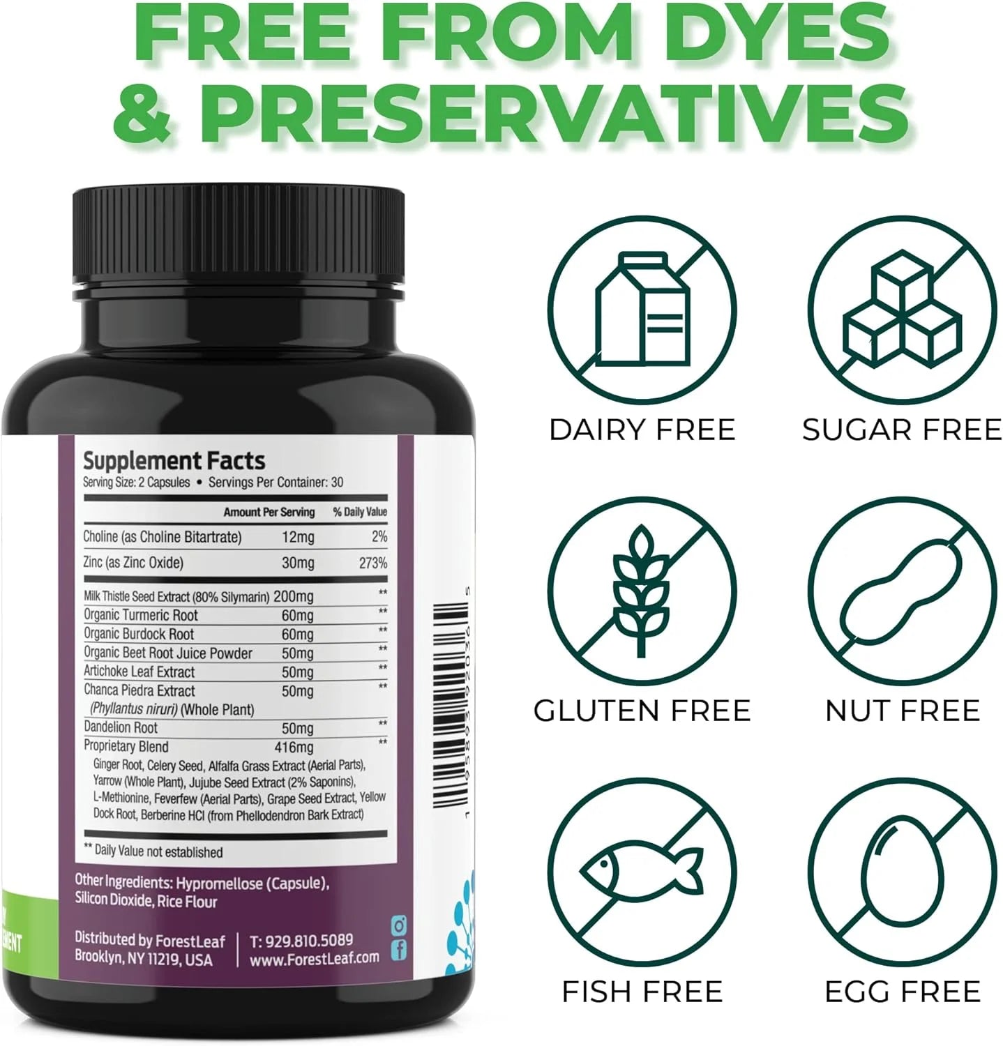 Liver Detox Cleanse & Repair Supplement with Milk Thistle and Dandelion Root Extract, 60 Vegetable Capsules