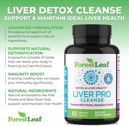 Liver Detox Cleanse & Repair Supplement with Milk Thistle and Dandelion Root Extract, 60 Vegetable Capsules